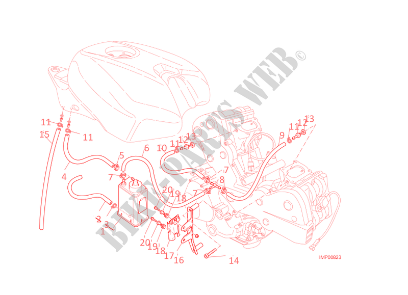 EVAPORATIVE EMISSION SYSTEM (EVAP) pour Ducati 848 EVO 2013