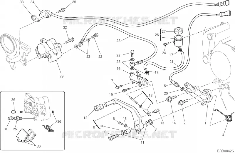 SYSTÈME DE FREIN ARRIERE Ducati Moto Superbike 2013 848 EVO  848 EVO