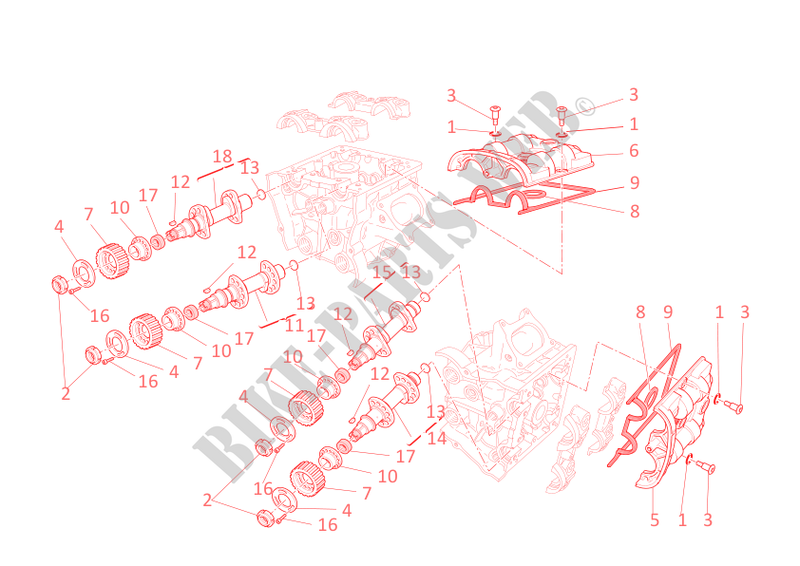 CULASSE: SYSTÈME DE DISTRIBUTION pour Ducati 1198 2011