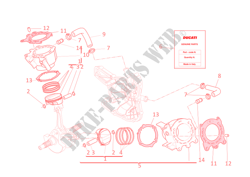 CYLINDRES   PISTONS pour Ducati 1198 SP 2011