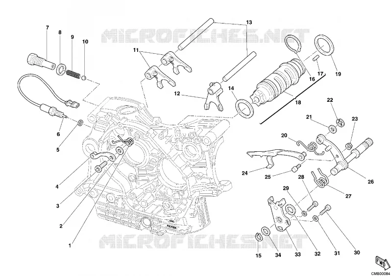MECANISME DE SELECTION DE VITESSES Ducati Moto Superbike 2005 749 DARK  749 DARK