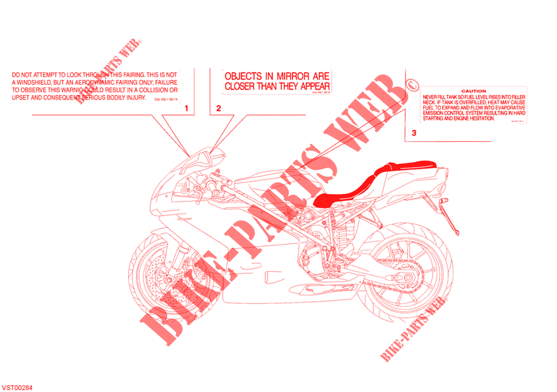 ETIQUETTE AVERTISSEMENT (USA) pour Ducati 999 2003