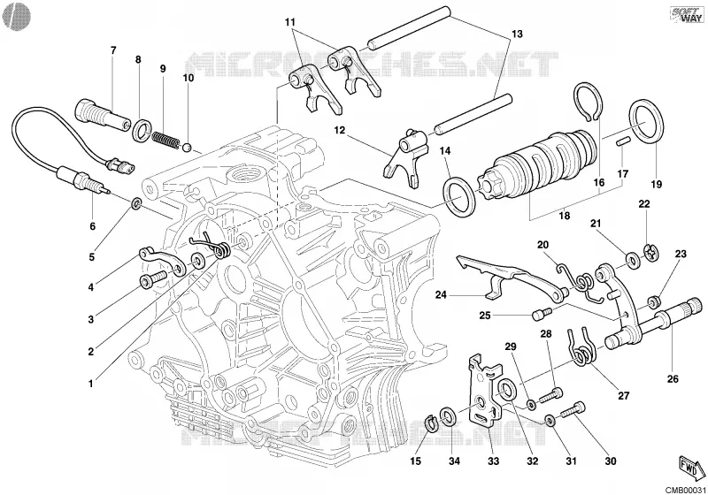 MECANISME DE SELECTION DE VITESSES Ducati Moto Superbike 2002 748 R  748 R