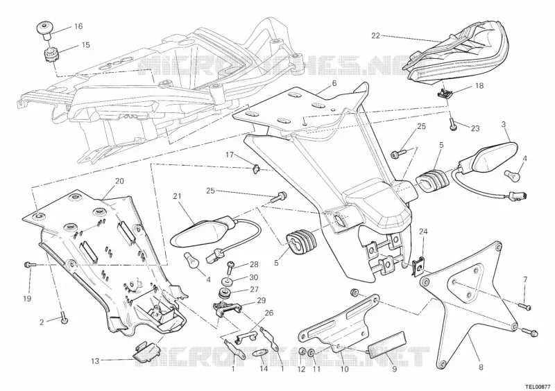 SUPPORT DE PLAQUE - FEU ARRIERE Ducati Moto Multistrada 2012 Multistrada 1200 S Pikes Peak  Multistrada 1200 S Pikes Peak