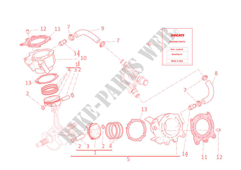 CYLINDRES   PISTONS pour Ducati Diavel 2013