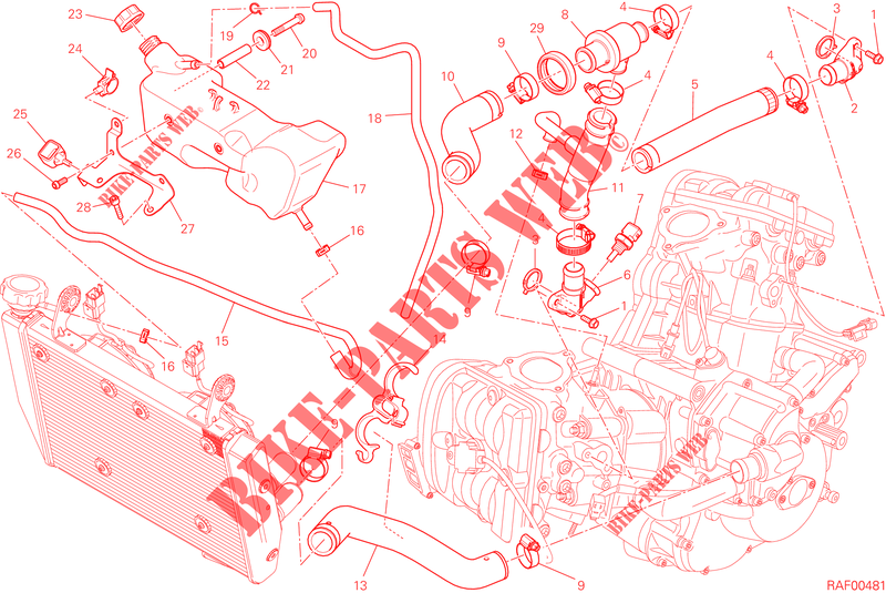 CIRCUIT DE REFROIDISSEMENT pour Ducati Hypermotard 2015