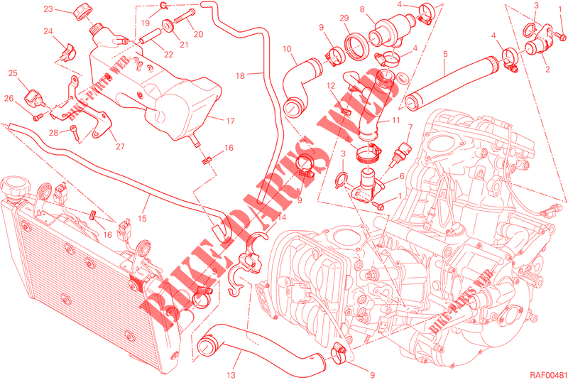 CIRCUIT DE REFROIDISSEMENT pour Ducati Hypermotard 2014
