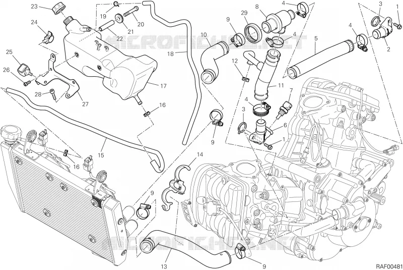 CIRCUIT DE REFROIDISSEMENT Ducati Moto Hypermotard 2014 Hyperstrada  Hyperstrada
