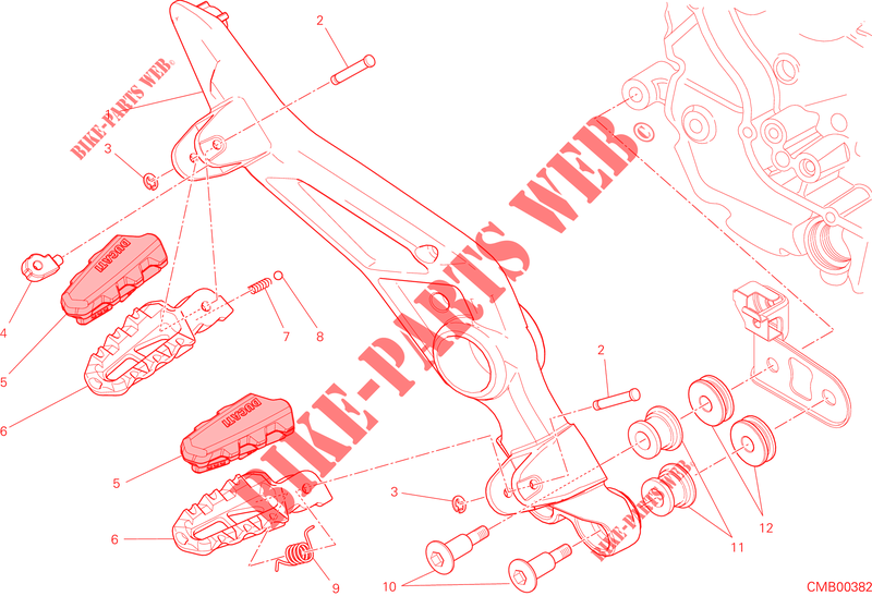 REPOSE PIEDS DROIT   PEDALE DE FREIN pour Ducati Hypermotard 2013