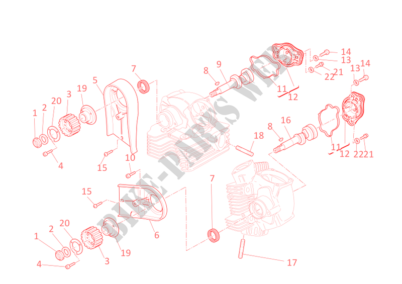 CULASSE: SYSTÈME DE DISTRIBUTION pour Ducati Hypermotard 796 2012