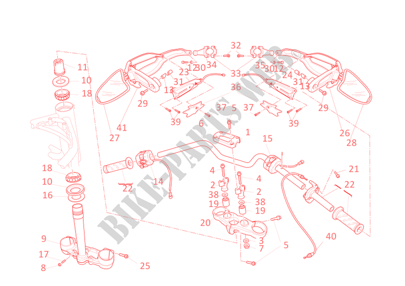 GUIDON ET COMMODOS pour Ducati Hypermotard 796 2012