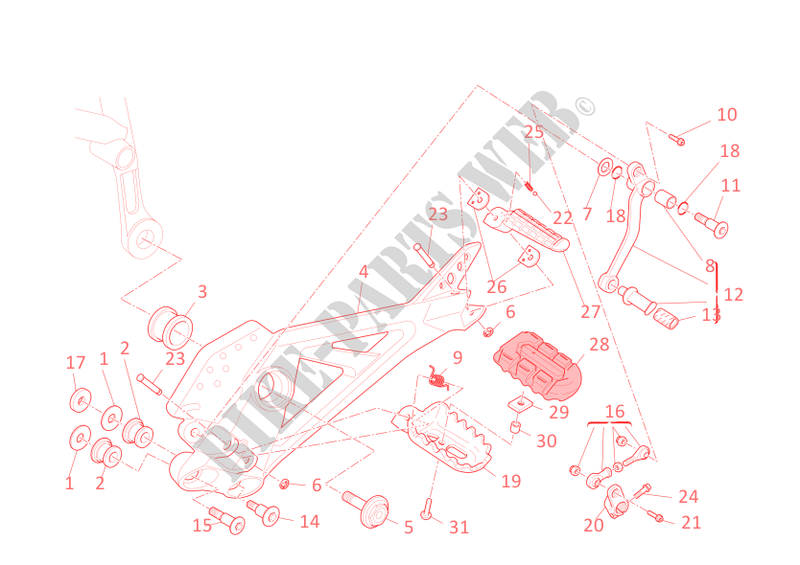 REPOSE PIEDS GAUCHE pour Ducati Hypermotard 796 2011