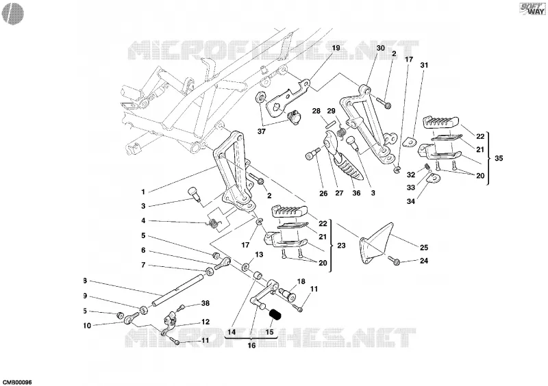 REPOSE PIEDS GAUCHE - SELECTEUR Ducati Moto Sport-touring 2005 ST4 S  ST4 S