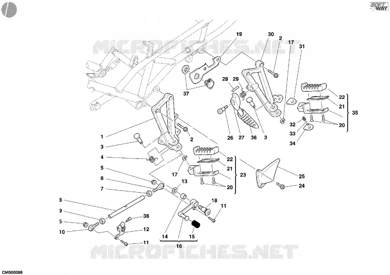 REPOSE PIEDS GAUCHE - SELECTEUR Ducati Moto Sport-touring 2005 ST4 S ABS  ST4 S ABS
