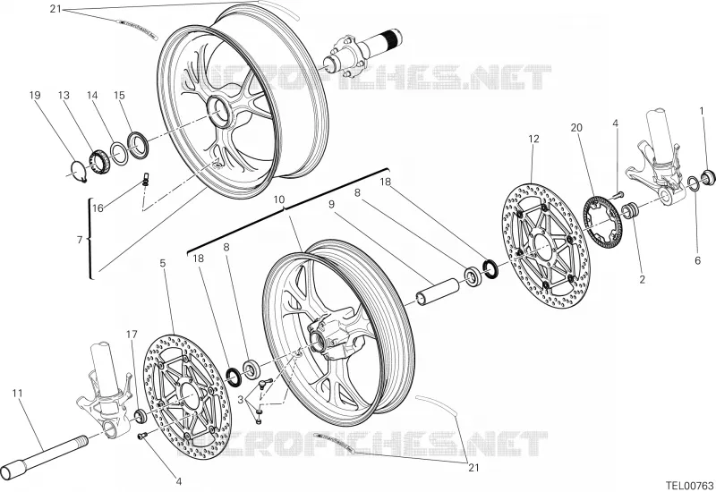 ROUES AVANT ET ARRIERE Ducati Moto Superbike 2016 1299 Panigale S ABS  1299 Panigale S ABS