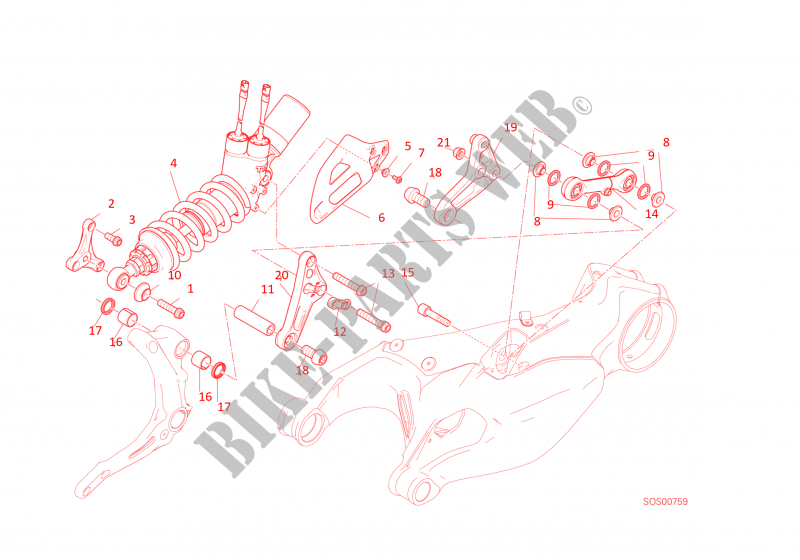 SUSPENSION ARRIÈRE pour Ducati 1299 Panigale S 2016