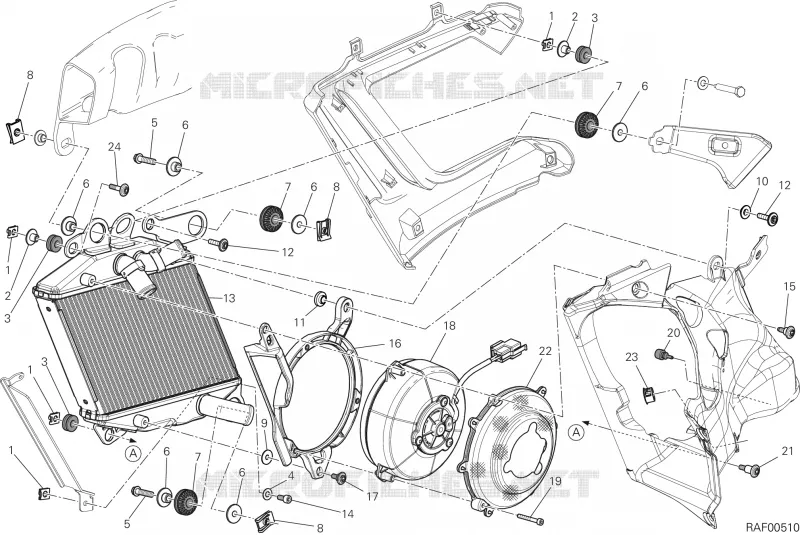 RADIATEUR D'EAU DROIT Ducati Moto Diavel 2017 Diavel FL  Diavel FL