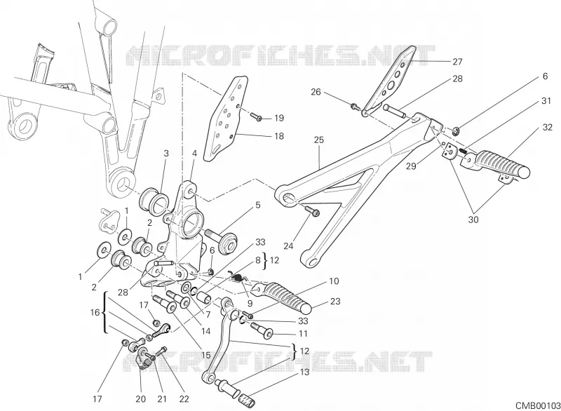 REPOSE PIEDS GAUCHE - SELECTEUR Ducati Moto Multistrada 2005 Multistrada 1000  Multistrada 1000