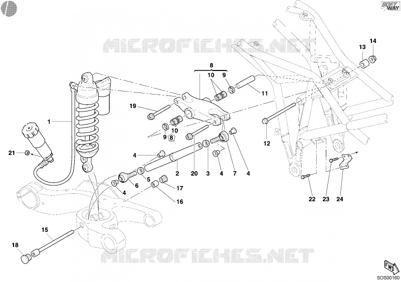 AMORTISSEUR ARRIERE Ducati Moto Multistrada 2004 Multistrada 1000  Multistrada 1000