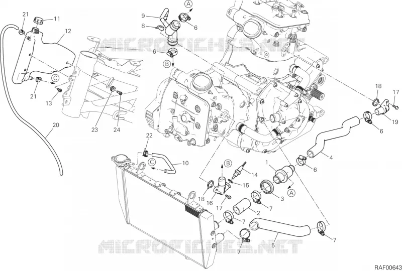 CIRCUIT DE REFROIDISSEMENT Ducati Moto Multistrada 2017 Multistrada 1200 Enduro Touring  Multistrada 1200 Enduro Touring