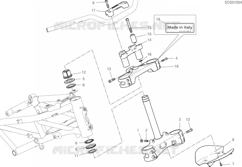 TE DE FOURCHE - COLONNE DE DIRECTION Ducati Moto Multistrada 2020 Multistrada 1260 S Grand Tour  Multistrada 1260 S Grand Tour