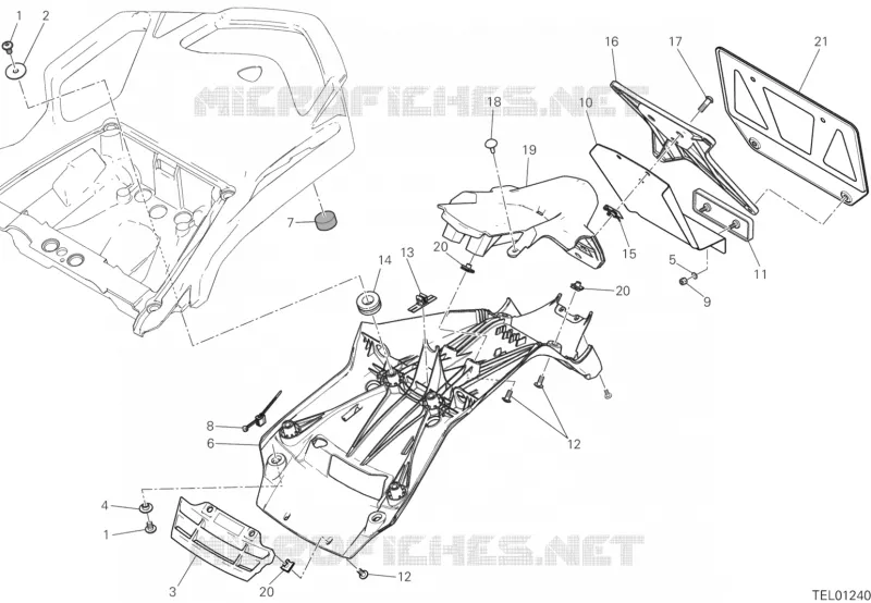 SUPPORT DE PLAQUE D'IMMATRICULATION Ducati Moto Multistrada 2020 Multistrada 1260 Enduro  Multistrada 1260 Enduro