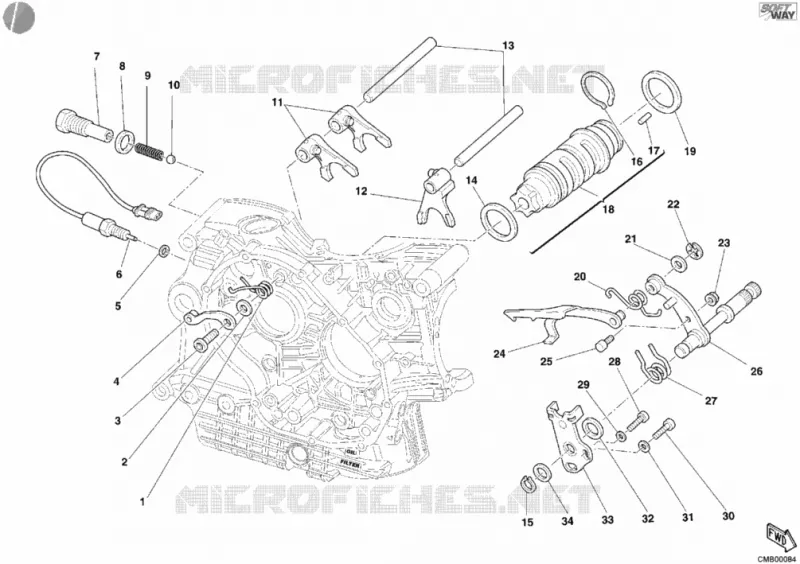 MECANISME DE SELECTION DE VITESSES Ducati Moto Superbike 2004 998 MATRIX SINGLE-SEAT  998 MATRIX SINGLE-SEAT