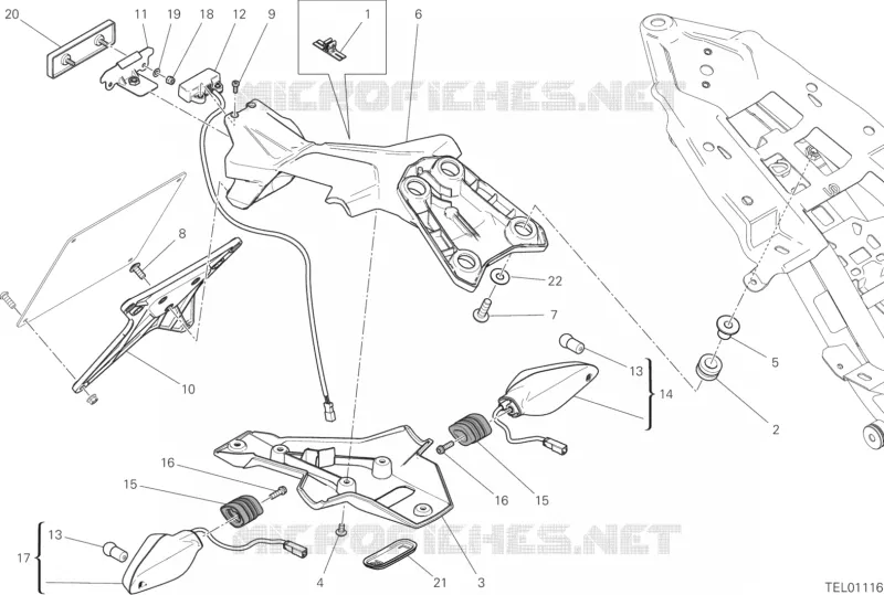 SUPPORT DE PLAQUE D'IMMATRICULATION Ducati Moto Monster 2019 Monster 821  Monster 821