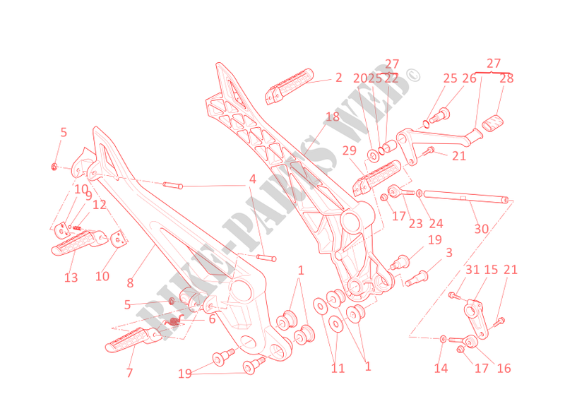 SELECTEUR   REPOSES PIEDS pour Ducati Monster 795 2012