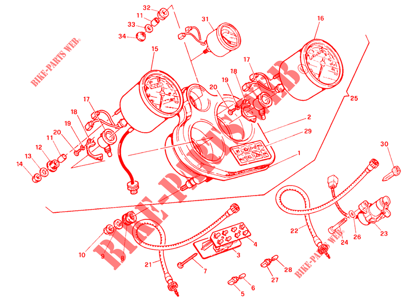 COMPTEURSR (DM 016056>) pour Ducati 900 SS 1992