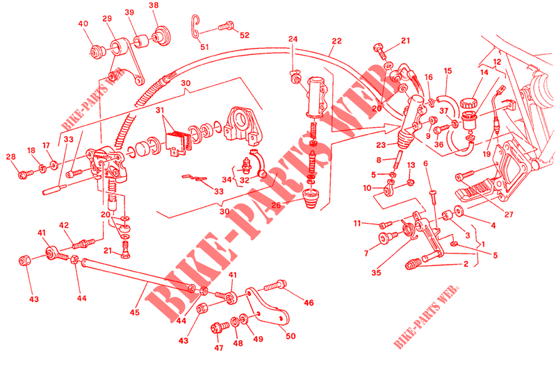 SYSTÈME DE FREIN ARRIERE (DM 024037) pour Ducati 900 SS 1992