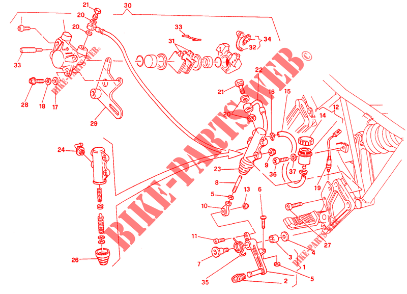 SYSTÈME DE FREIN ARRIERE (M 002306 016055) pour Ducati 900 SS 1992