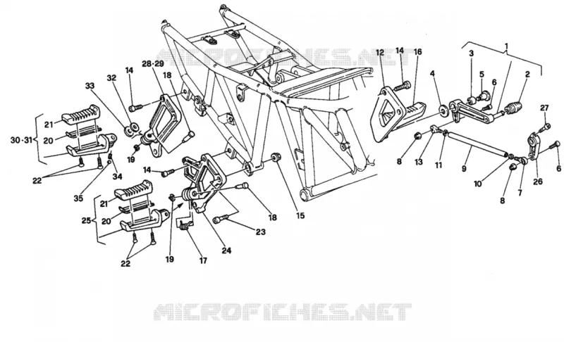ENSEMBLE REPOSES PIEDS - SELECTEUR (FM 001364) Ducati Moto Supersport 1993 750 SS  750 SS