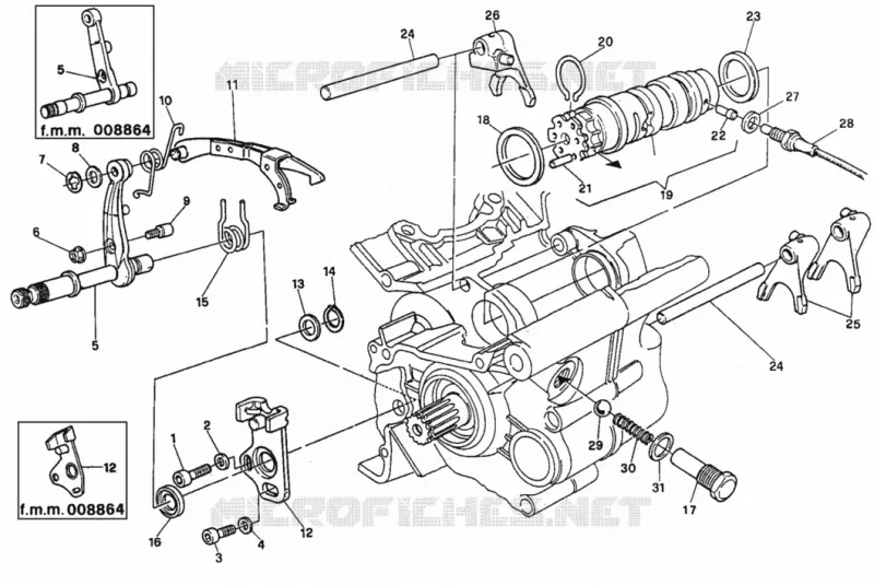 MECANISME DE SELECTION DE VITESSES Ducati Moto Supersport 1993 750 SS  750 SS