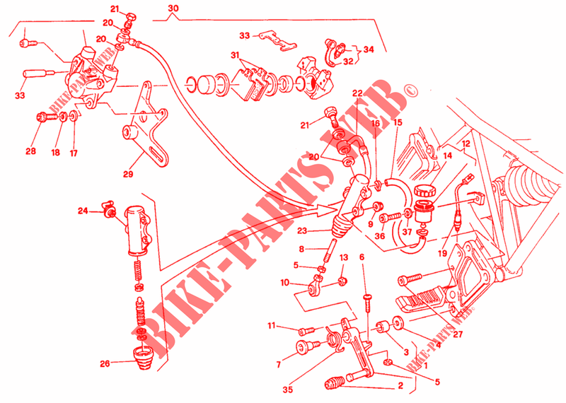 SYSTÈME DE FREIN ARRIERE (DM 001365) pour Ducati 750 SS 1993