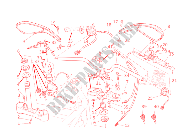 GUIDON ET COMMODOS pour Ducati Monster 696 ABS 2011