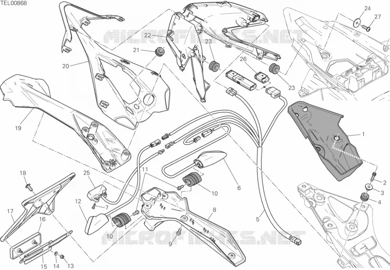 SUPPORT DE PLAQUE - FEU ARRIERE Ducati Moto Superbike 2015 PANIGALE R  PANIGALE R
