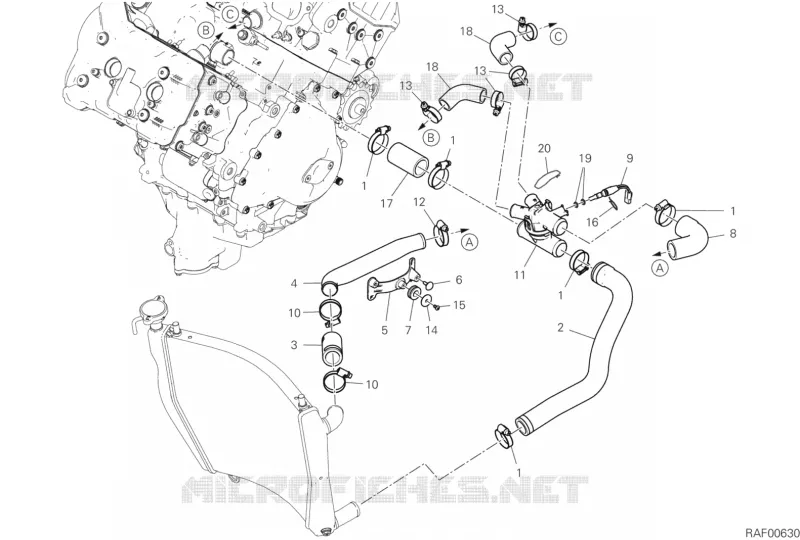 CIRCUIT DE REFROIDISSEMENT Ducati Moto Superbike 2020 Panigale V4 R 1000  Panigale V4 R 1000