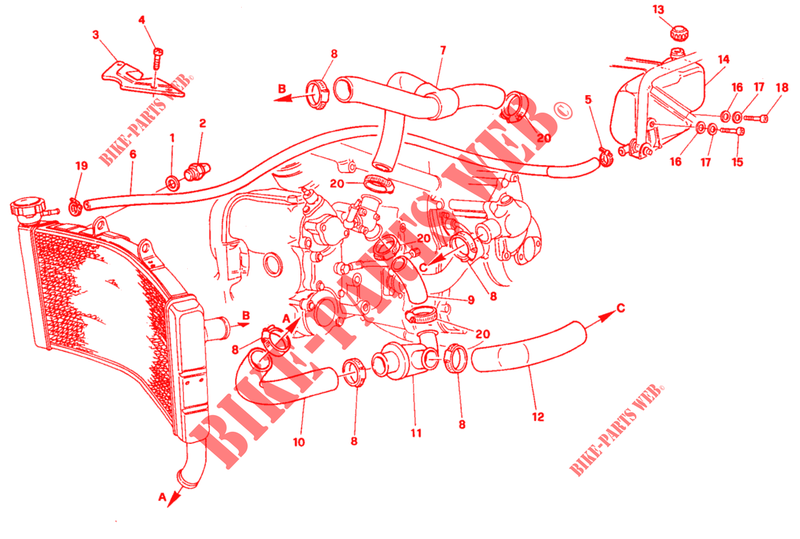 CIRCUIT DE REFROIDISSEMENT pour Ducati 888 SP5 1993