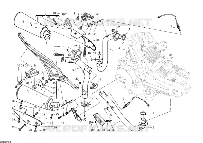 SYSTEME D'ECHAPPEMENT Ducati Moto Monster 2010 Monster 696  Monster 696