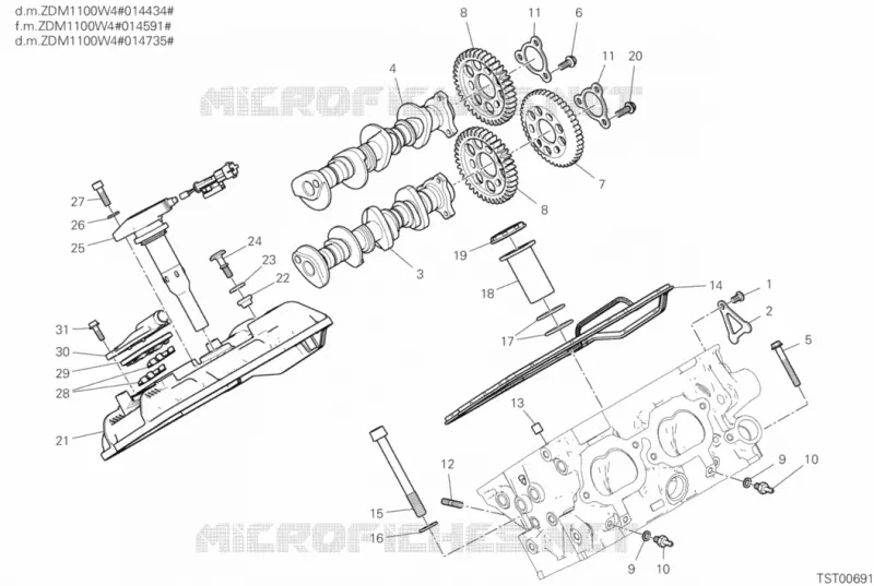 DISTRIBUTION CULASSE ARRIERE Ducati Moto Superbike 2020 Panigale V4 S 1100  Panigale V4 S 1100
