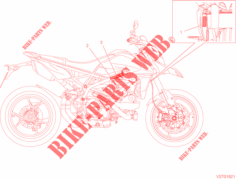 ETIQUETTE AVERTISSEMENT pour Ducati Hypermotard 950 2019