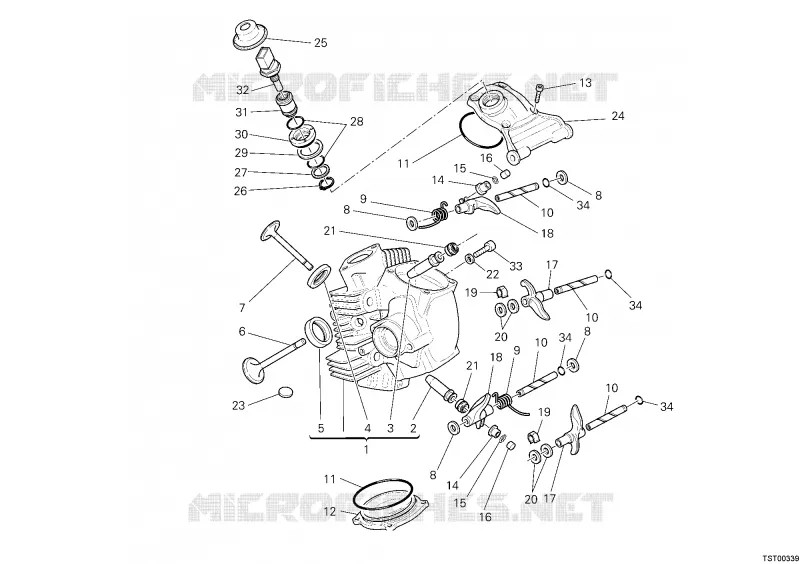 CULASSE HORIZONTALE Ducati Moto Monster 2008 Monster S2R 1000  Monster S2R 1000