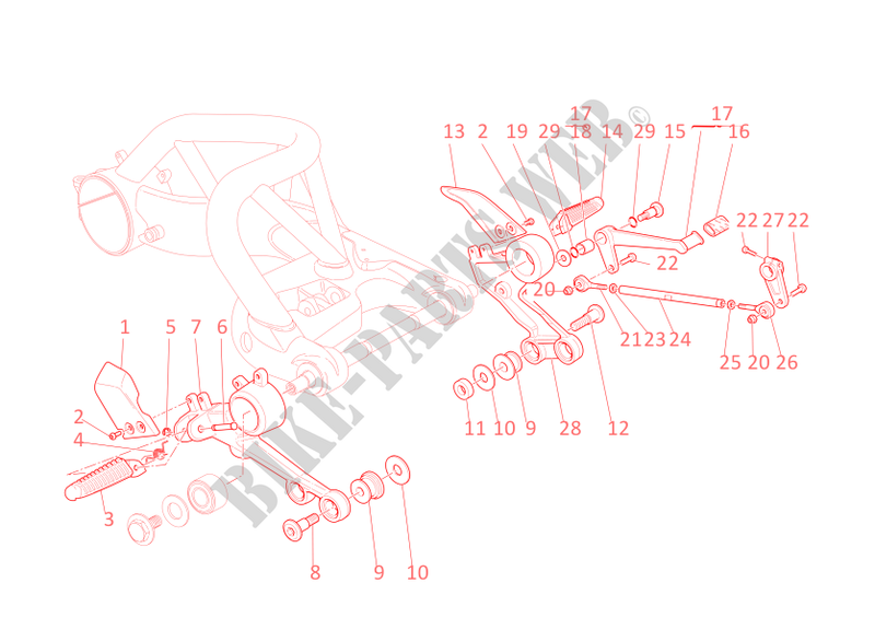 SELECTEUR   REPOSES PIEDS pour Ducati Monster S2R 1000 2008