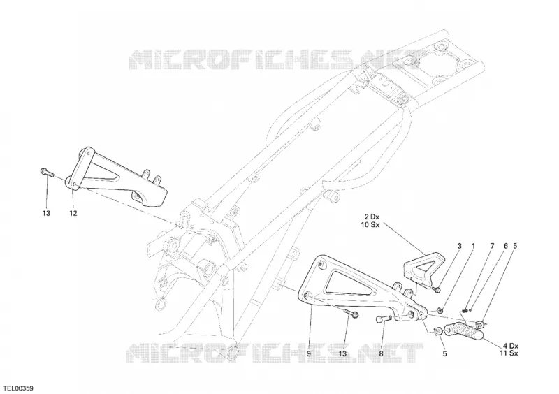 REPOSE-PIEDS ARRIERE Ducati Moto Monster 2008 Monster S4RS Testastretta  Monster S4RS Testastretta
