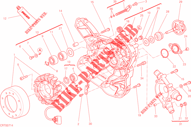 POMPE A EAU   COUVERCLE D'ALTERNATEUR  pour Ducati Monster 821 2015