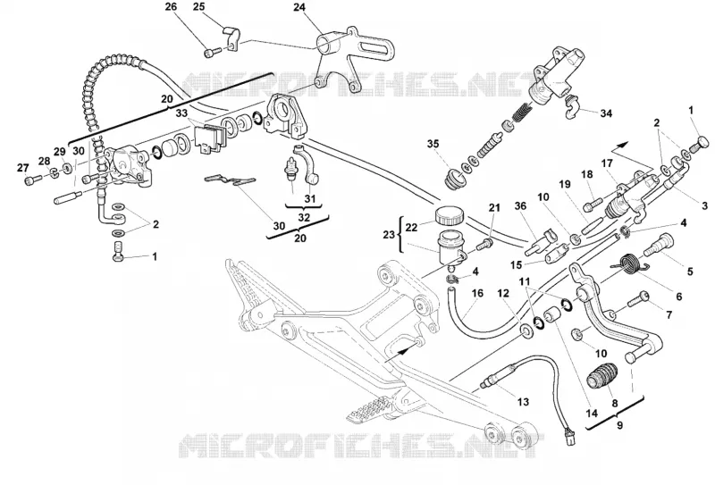 SYSTÈME DE FREIN ARRIERE Ducati Moto Monster 1999 Monster 900 Dark City  Monster 900 Dark City
