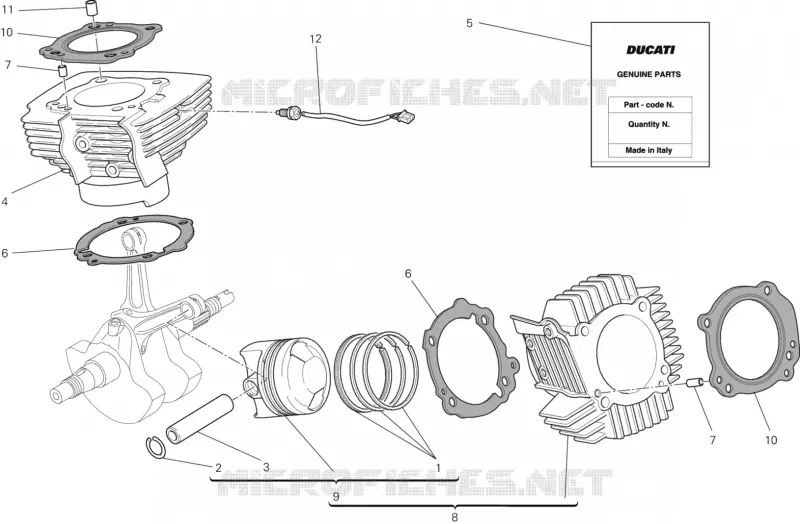 CYLINDRE - PISTON Ducati Moto Monster 2014 Monster 796 ABS  Monster 796 ABS
