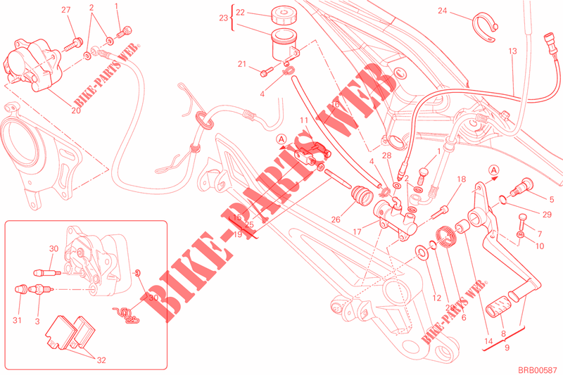 SYSTÈME DE FREIN ARRIERE pour Ducati Monster 796 ABS 2014