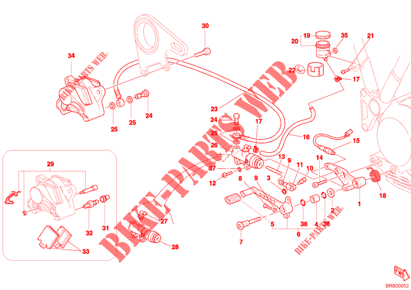 SYSTÈME DE FREIN ARRIERE pour Ducati MH900E 2002